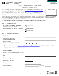 Form L500 Luxury Tax Registration Application - Canada