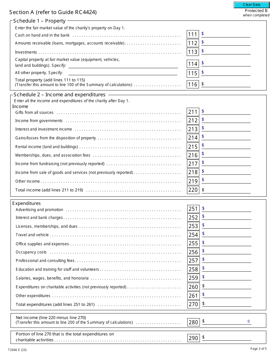Form T2046 Tax Return Where Registration of a Charity Is Revoked - Canada, Page 3