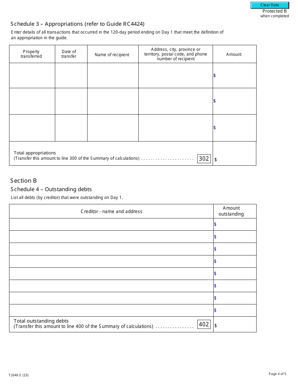 Form T2046 Tax Return Where Registration of a Charity Is Revoked - Canada, Page 4