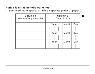 Form 5008-TC Schedule SK479 Saskatchewan Credit - Large Print - Canada, Page 4