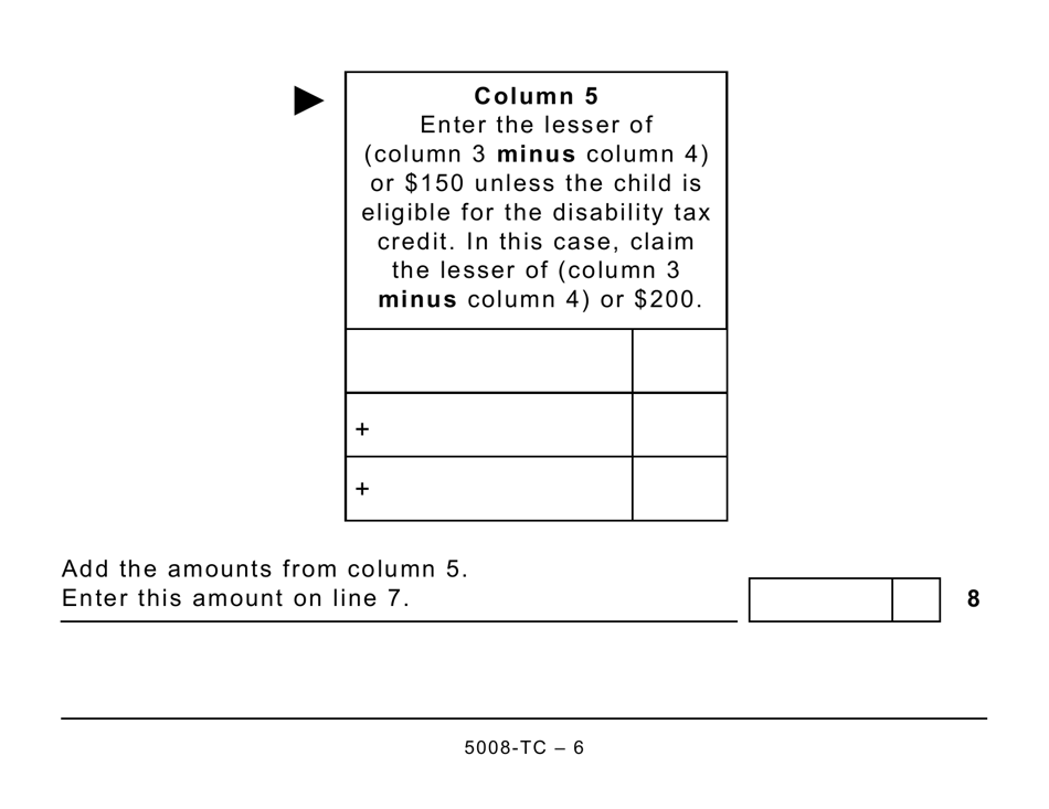Form 5008-TC Schedule SK479 Saskatchewan Credit - Large Print - Canada, Page 6