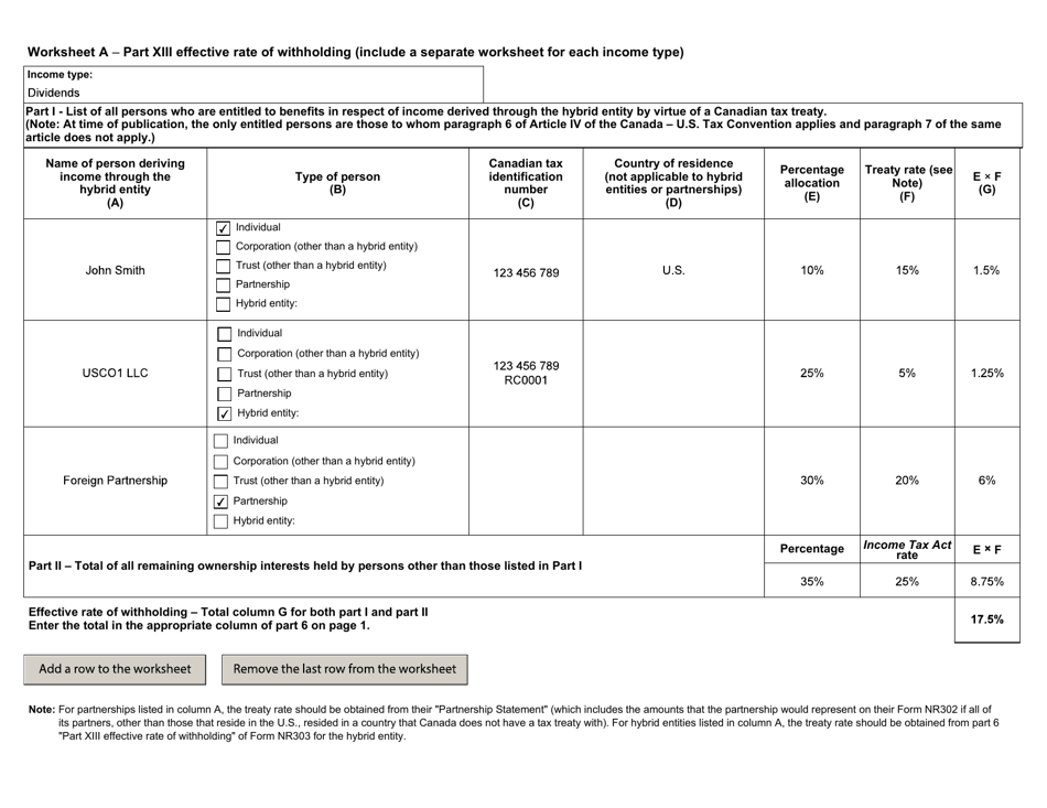 Form NR303 Declaration of Eligibility for Benefits (Reduced Tax) Under a Tax Treaty for a Hybrid Entity - Canada, Page 7