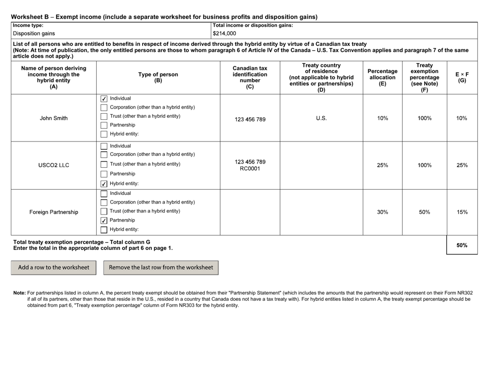 Form NR303 Declaration of Eligibility for Benefits (Reduced Tax) Under a Tax Treaty for a Hybrid Entity - Canada, Page 9