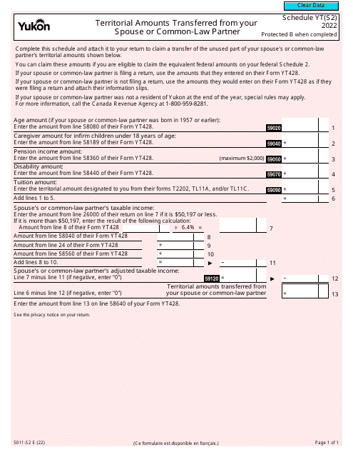 Form 5011-S2 Schedule YT(S2) 2022 Printable Pdf