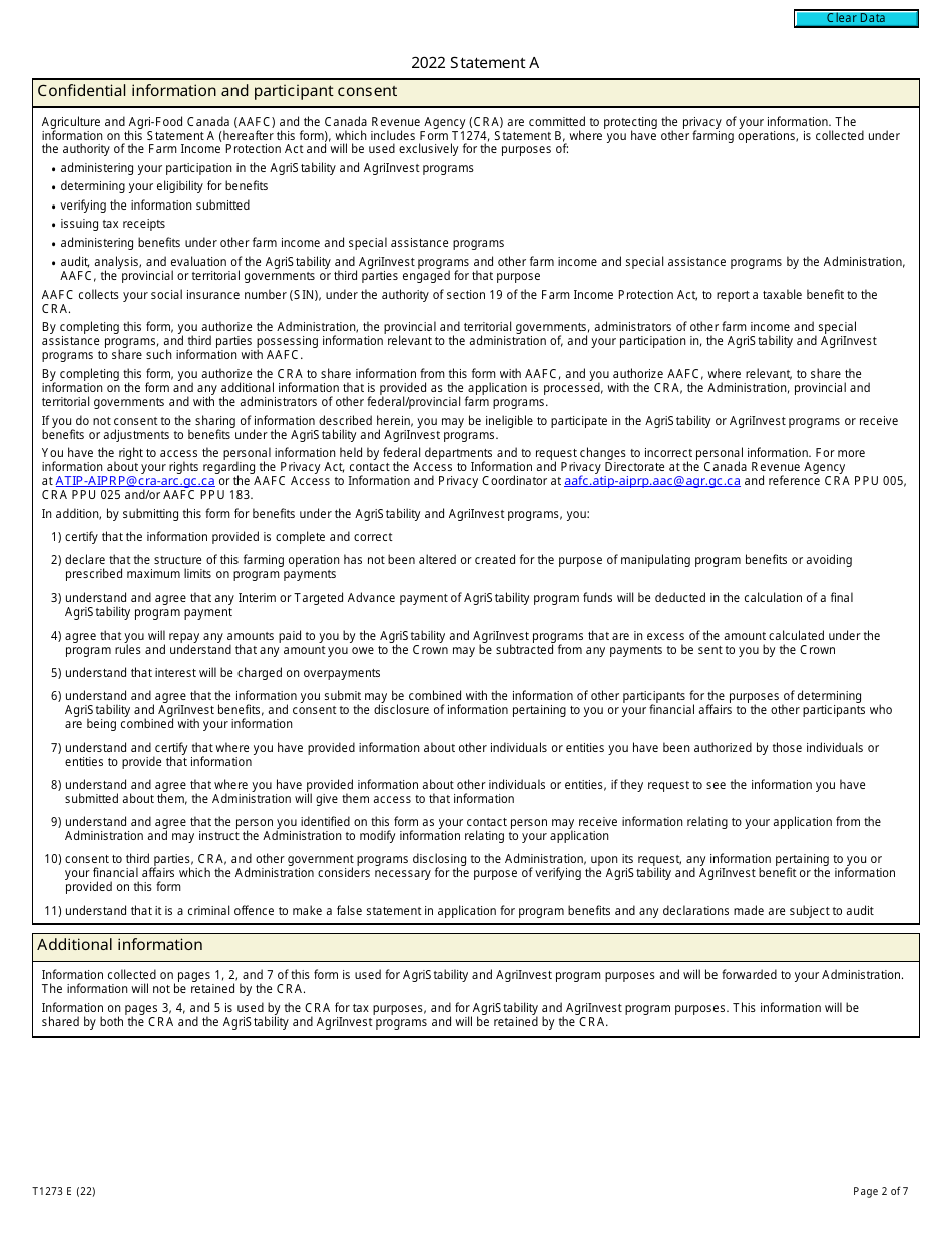 Form T1273 - 2022 - Fill Out, Sign Online and Download Fillable PDF ...