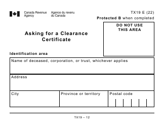 Form TX19 Asking for a Clearance Certificate - Large Print - Canada, Page 12