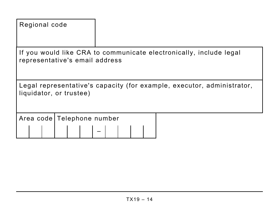 Form TX19 Asking for a Clearance Certificate - Large Print - Canada, Page 14
