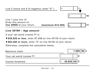 Form T1 (5013-D1) Federal Worksheet - Large Print - Canada, Page 12