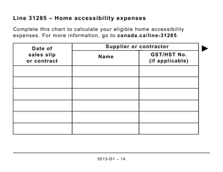 Form T1 (5013-D1) Federal Worksheet - Large Print - Canada, Page 14