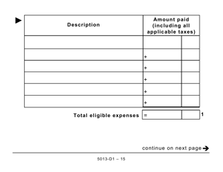 Form T1 (5013-D1) Federal Worksheet - Large Print - Canada, Page 15