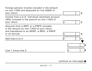 Form T1 (5013-D1) Federal Worksheet - Large Print - Canada, Page 17