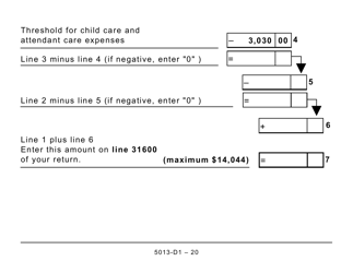 Form T1 (5013-D1) Federal Worksheet - Large Print - Canada, Page 20