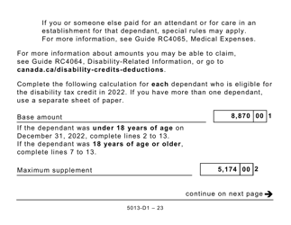 Form T1 (5013-D1) Federal Worksheet - Large Print - Canada, Page 23