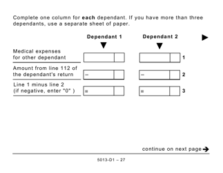 Form T1 (5013-D1) Federal Worksheet - Large Print - Canada, Page 27