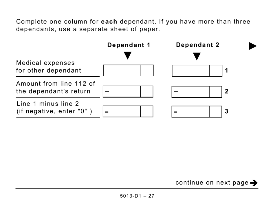Form T1 (5013-D1) Federal Worksheet - Large Print - Canada, Page 27