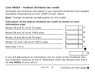 Form T1 (5013-D1) Federal Worksheet - Large Print - Canada, Page 29