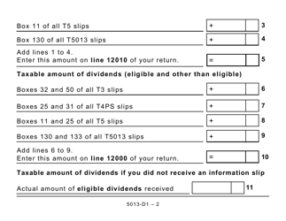 Form T1 (5013-D1) Federal Worksheet - Large Print - Canada, Page 2