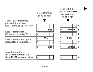 Form T1 (5013-D1) Federal Worksheet - Large Print - Canada, Page 32