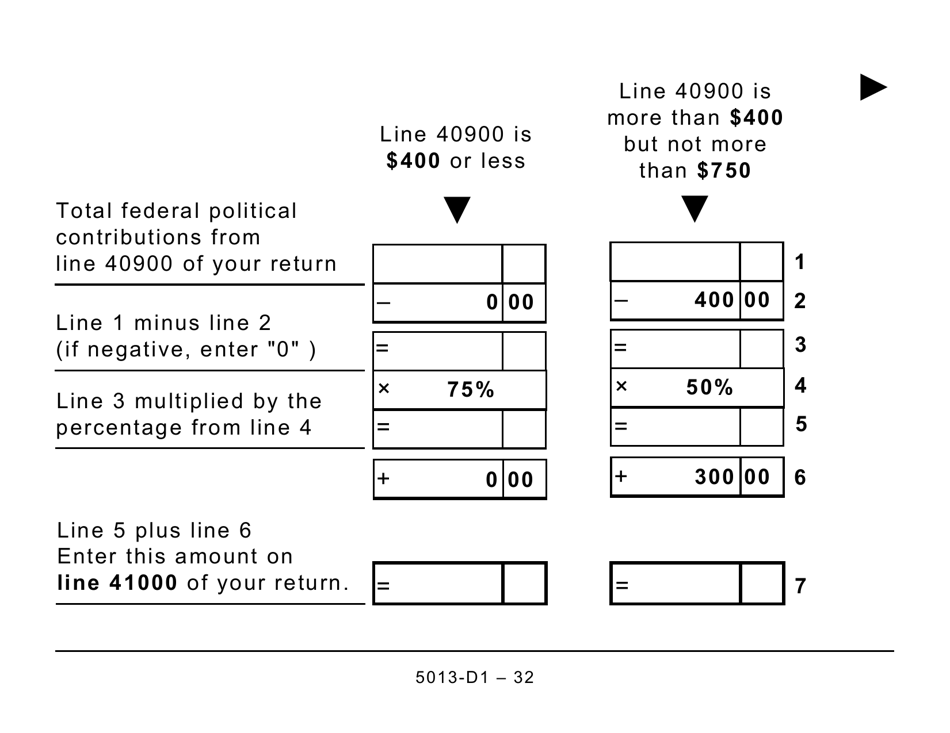 Form T1 (5013-D1) Federal Worksheet - Large Print - Canada, Page 32