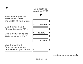 Form T1 (5013-D1) Federal Worksheet - Large Print - Canada, Page 33