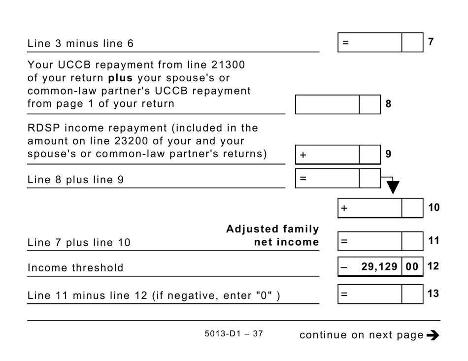 Form T1 (5013-D1) Federal Worksheet - Large Print - Canada, Page 37