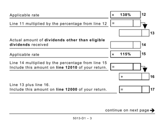 Form T1 (5013-D1) Federal Worksheet - Large Print - Canada, Page 3