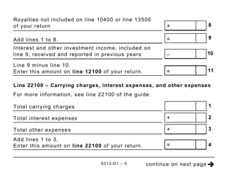 Form T1 (5013-D1) Federal Worksheet - Large Print - Canada, Page 5