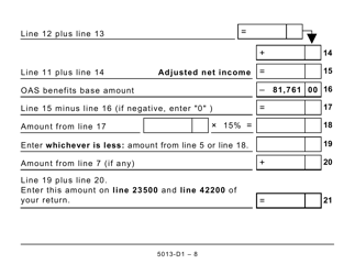 Form T1 (5013-D1) Federal Worksheet - Large Print - Canada, Page 8