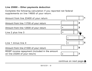 Form T1 (5013-D1) Federal Worksheet - Large Print - Canada, Page 9