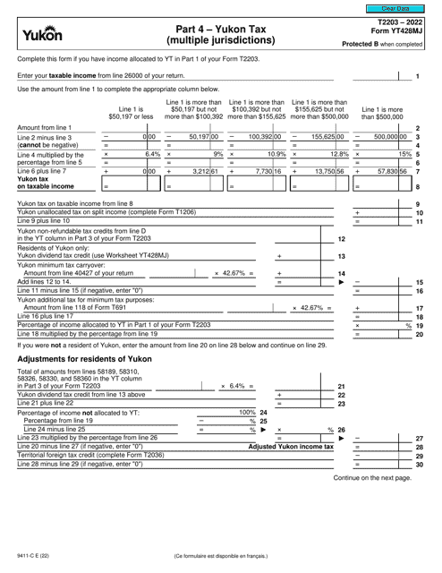 Form T2203 (9411-C; YT428MJ) Part 4 2022 Printable Pdf