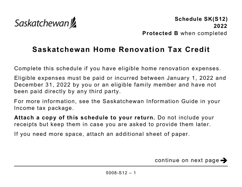 Form 5008S12 Schedule SK(S12) Download Printable PDF or Fill Online