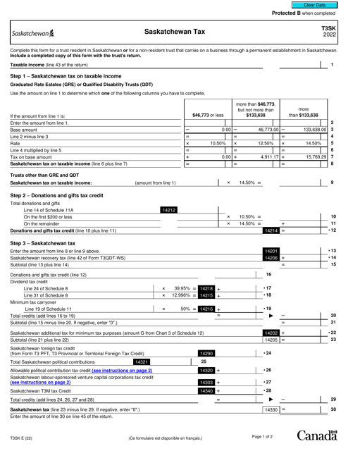 Form T3SK 2022 Printable Pdf