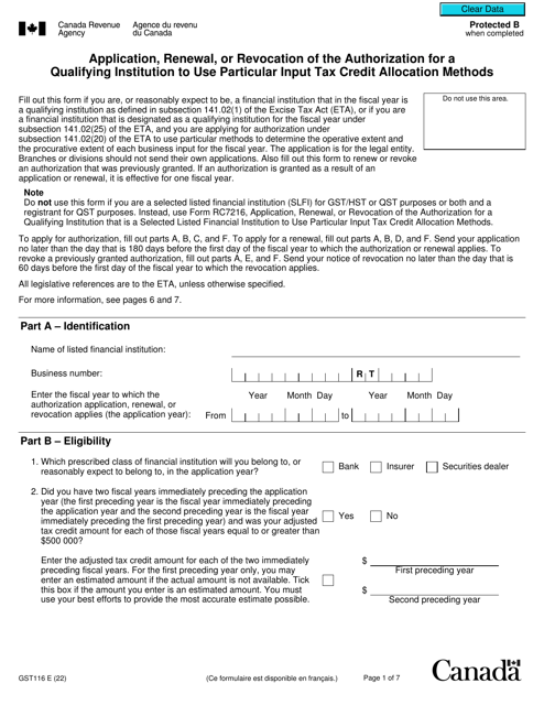 Form GST116  Printable Pdf