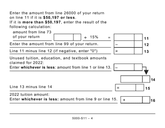 Form 5000-S11 Schedule 11 Federal Tuition, Education, and Textbook Amounts and Canada Training Credit (For All Except Qc and Non-residents) (Large Print) - Canada, Page 4