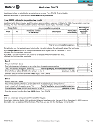 Form 5006-D1 Worksheet ON479 Ontario - Canada