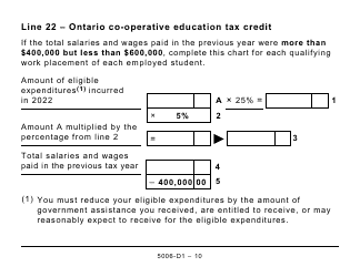 Form 5006-D1 Worksheet ON479 Ontario (Large Print) - Canada, Page 10