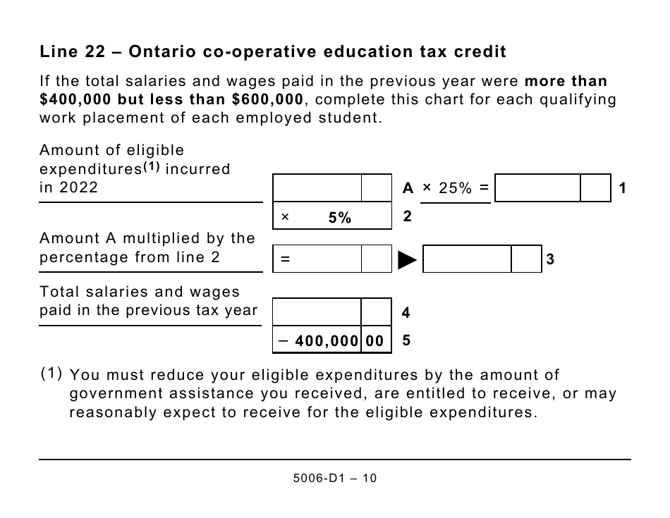 Form 5006-D1 Worksheet ON479 Ontario (Large Print) - Canada, Page 10