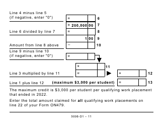 Form 5006-D1 Worksheet ON479 Ontario (Large Print) - Canada, Page 11