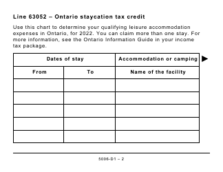 Form 5006-D1 Worksheet ON479 Ontario (Large Print) - Canada, Page 2