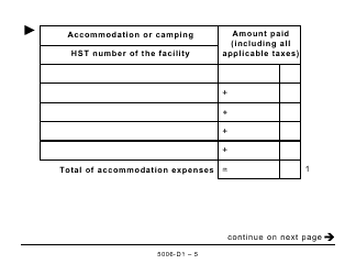 Form 5006-D1 Worksheet ON479 Ontario (Large Print) - Canada, Page 5