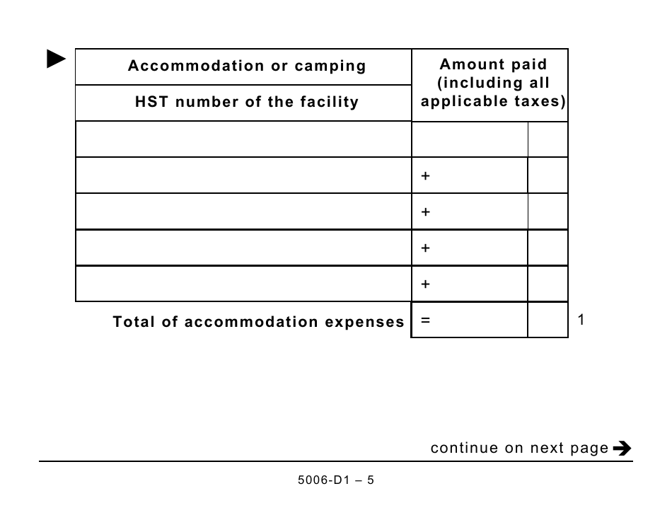 Form 5006-D1 Worksheet ON479 Ontario (Large Print) - Canada, Page 5