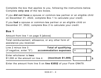 Form 5006-D1 Worksheet ON479 Ontario (Large Print) - Canada, Page 6