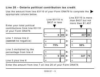 Form 5006-D1 Worksheet ON479 Ontario (Large Print) - Canada, Page 8