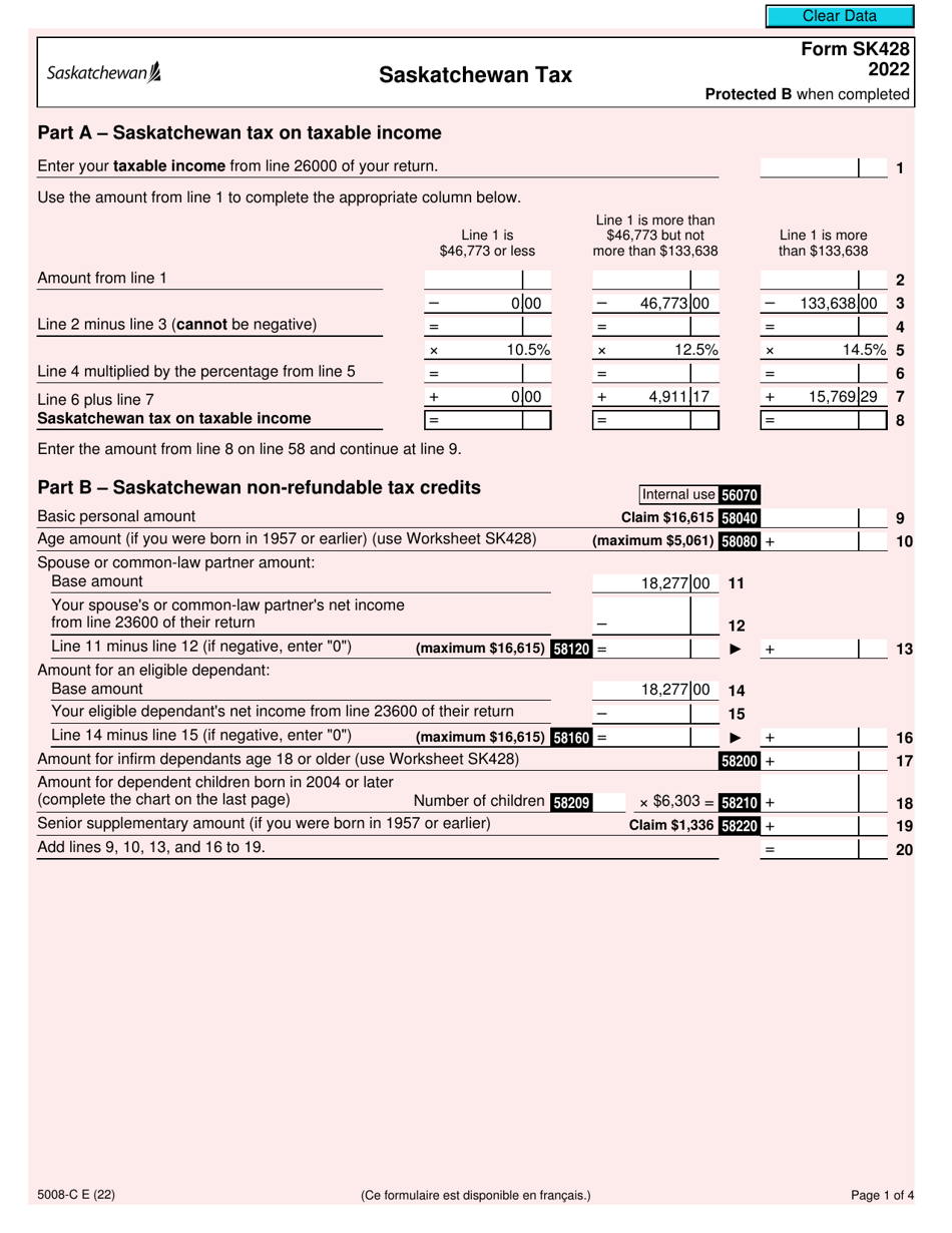 Form 5008C (SK428) Download Fillable PDF or Fill Online Saskatchewan