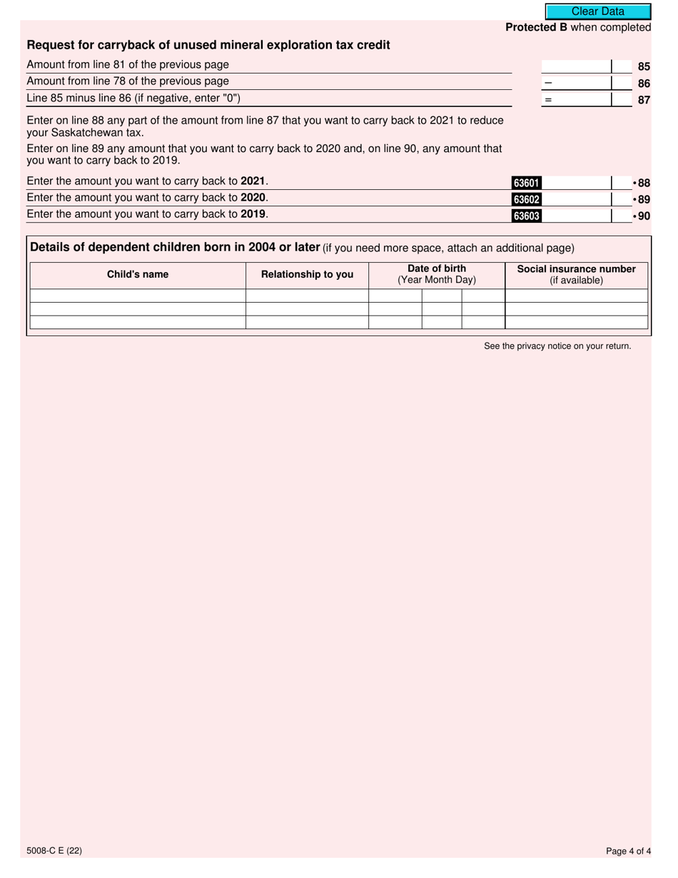 Form 5008-C (SK428) Saskatchewan Tax - Canada, Page 4