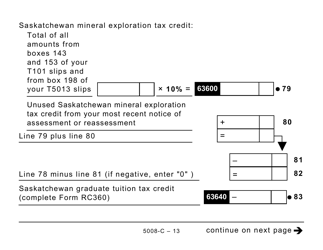 Form 5008- (SK428) Saskatchewan Tax (Large Print) - Canada, Page 13