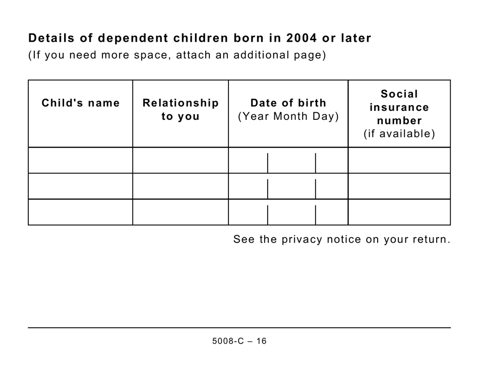 Form 5008- (SK428) Saskatchewan Tax (Large Print) - Canada, Page 16