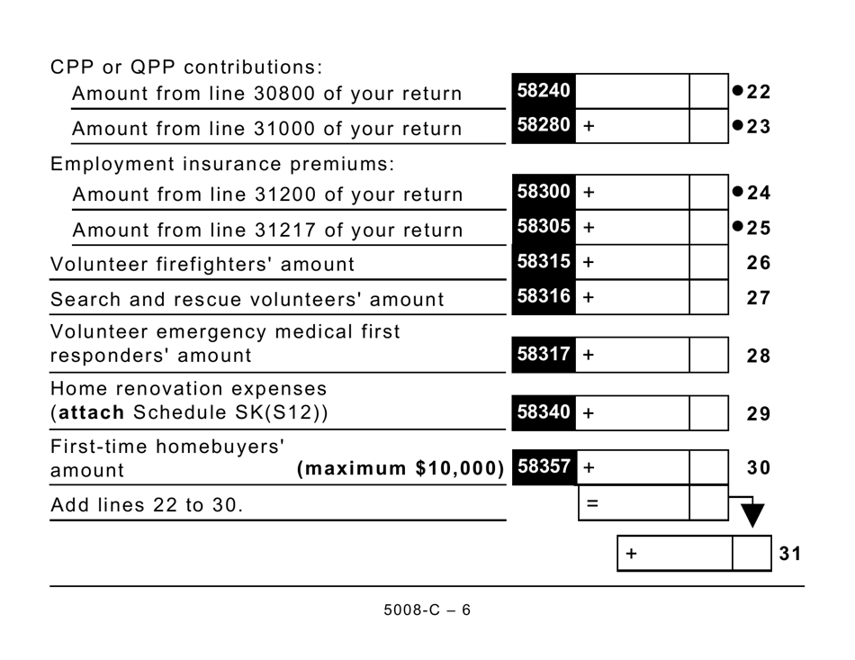 Form 5008- (SK428) Saskatchewan Tax (Large Print) - Canada, Page 6