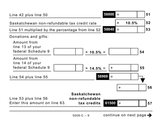 Form 5008- (SK428) Saskatchewan Tax (Large Print) - Canada, Page 9