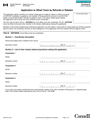 Document preview: Form GST303 Application to Offset Taxes by Refunds or Rebates - Canada